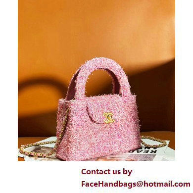 Chanel Cotton Tweed  &  Gold-Tone Metal Mini Shopping Bag AS4416 Pink 2025